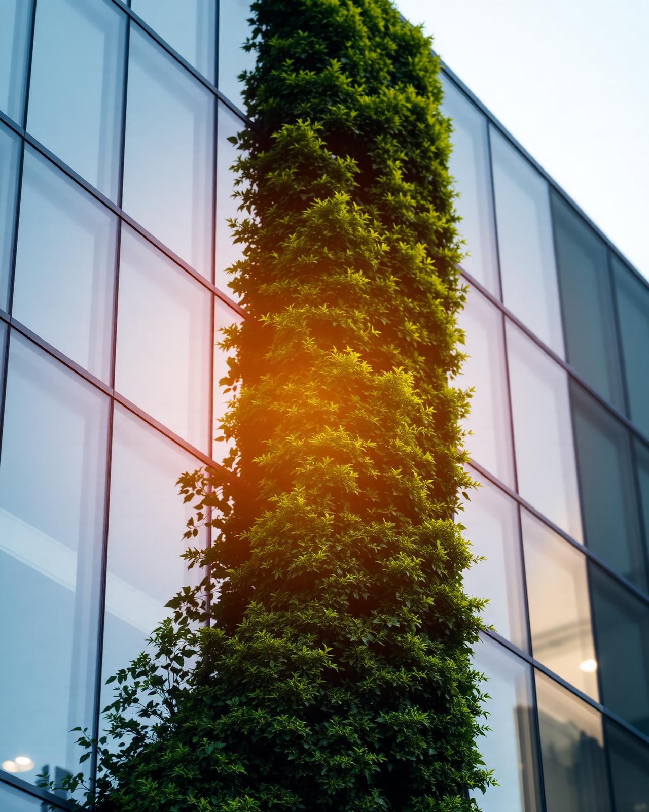 Green facade of a sustainable office building